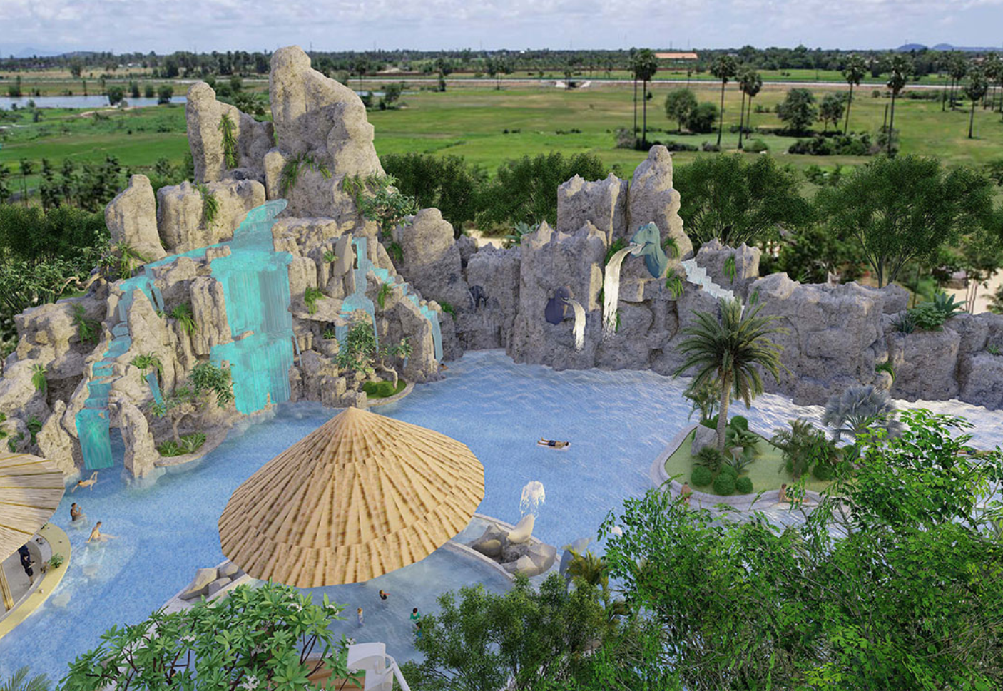 Thiết kế Và Thi công Núi thác nhân tạo - môi trường xanh