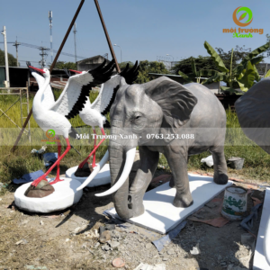 tượng voi xi măng