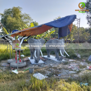 TƯỢNG VOI 16 tượng voi xi măng