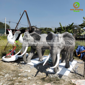 tượng voi xi măng