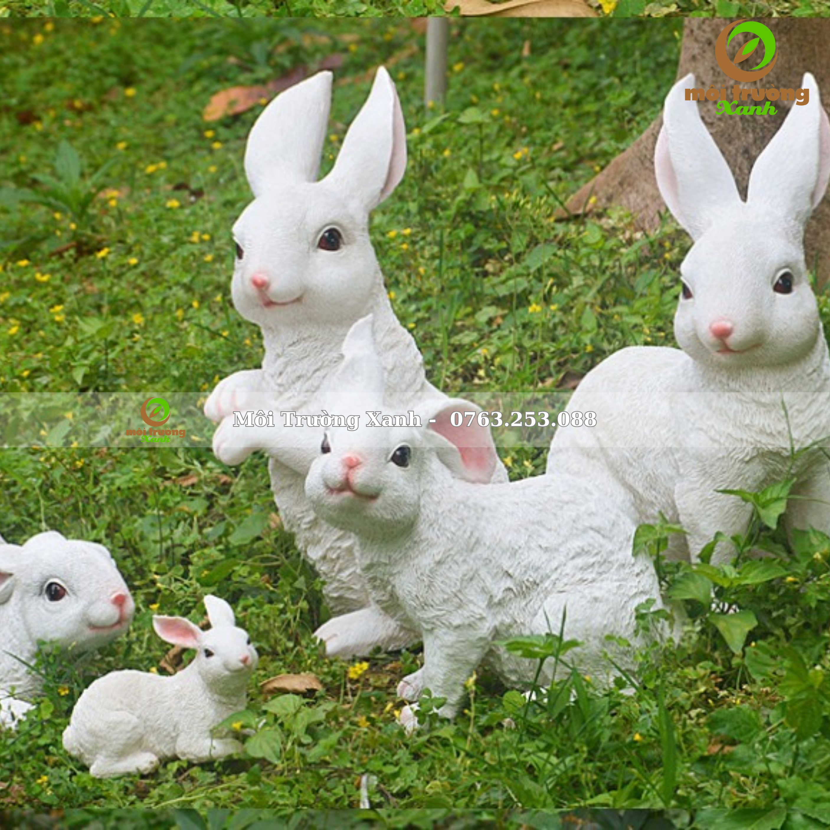 BỘ TƯỢNG GIA ĐÌNH THỎ TRẮNG