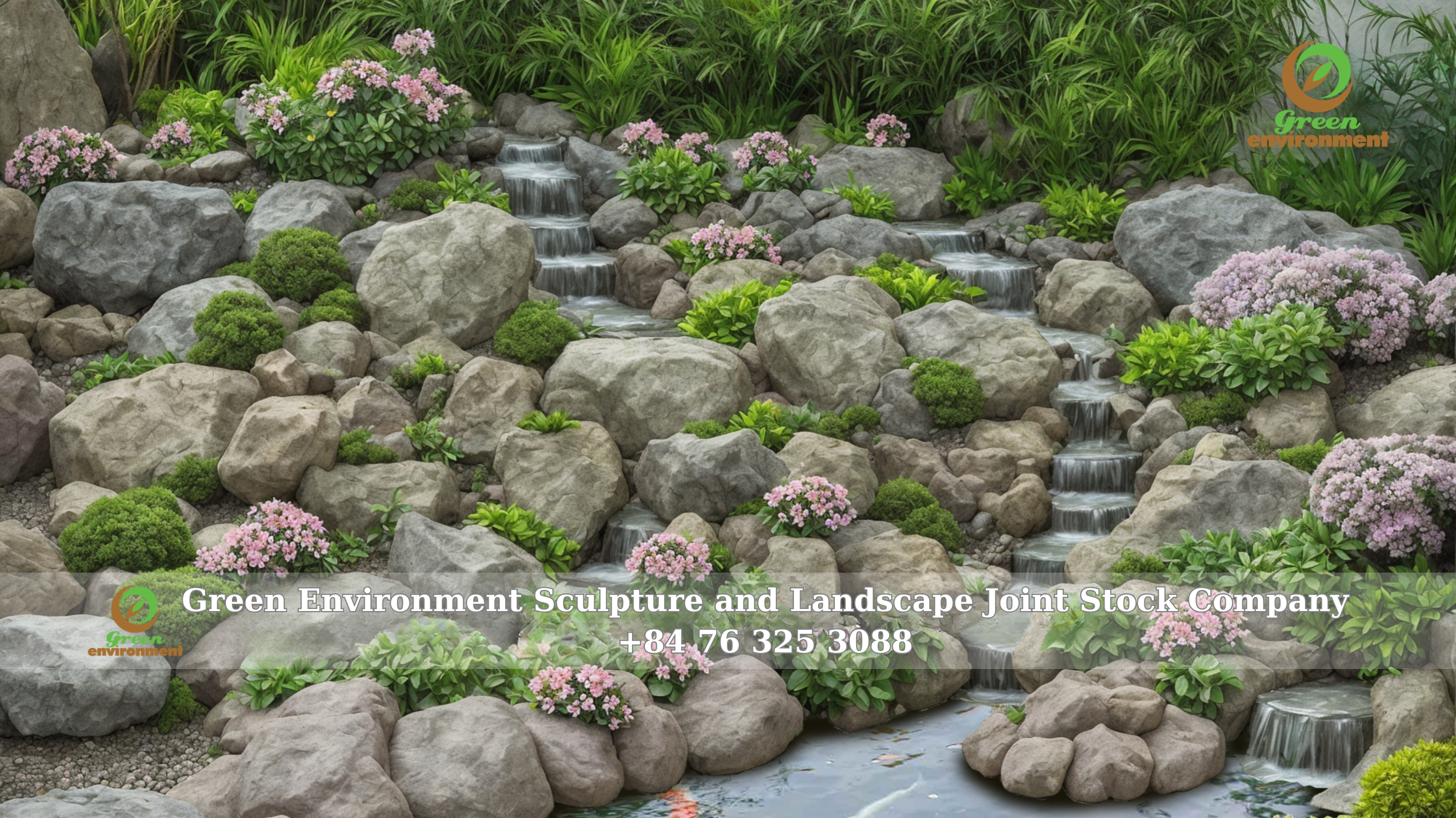 ARTIFICIAL WATERFALLS COMBINED WITH KOI FISH POND