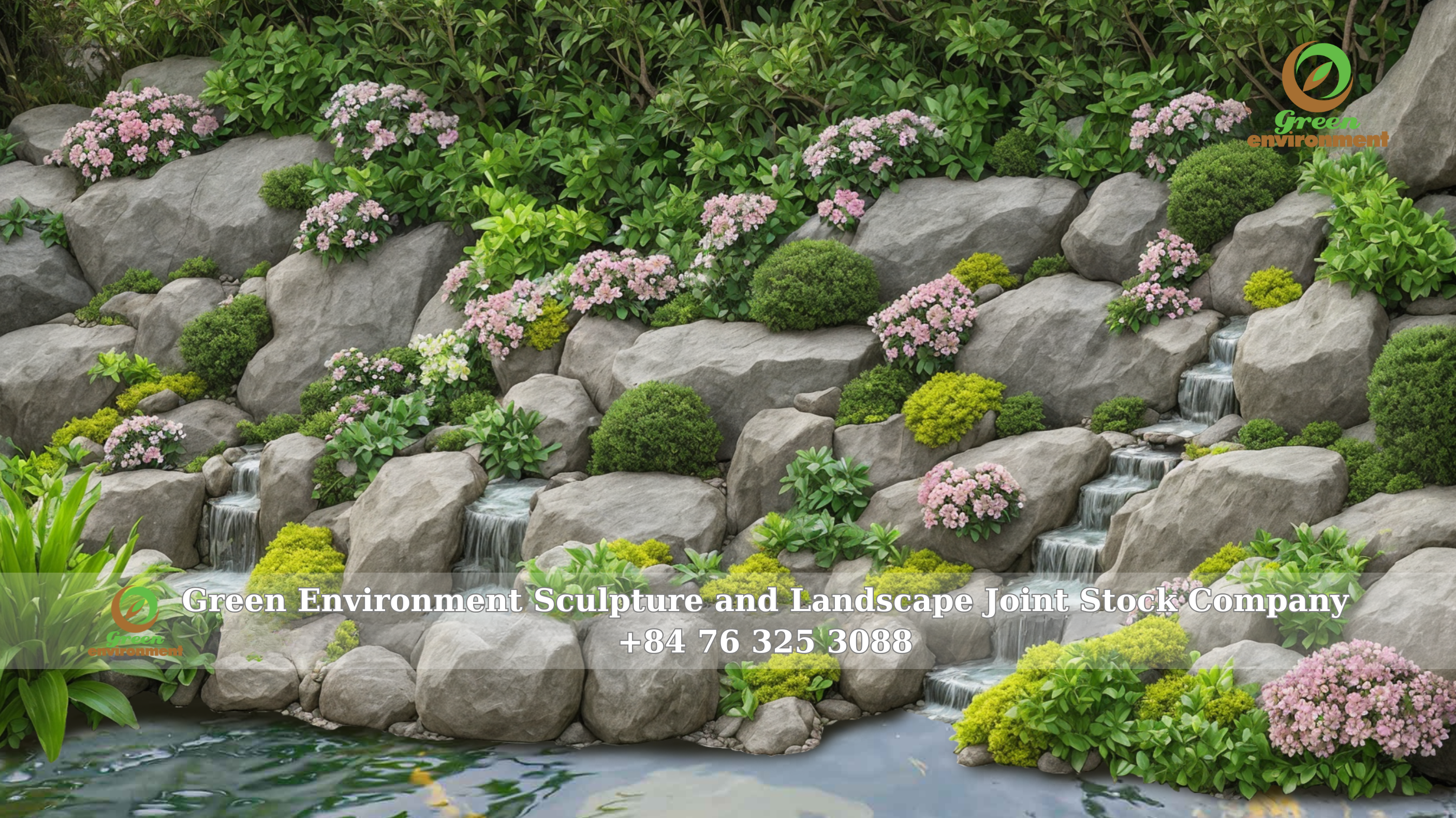 ARTIFICIAL WATERFALLS COMBINED WITH KOI FISH POND
