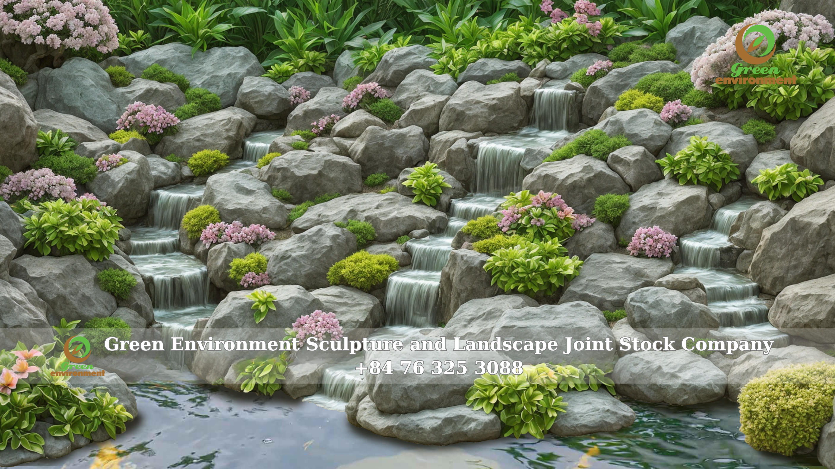 ARTIFICIAL WATERFALLS COMBINED WITH KOI FISH POND