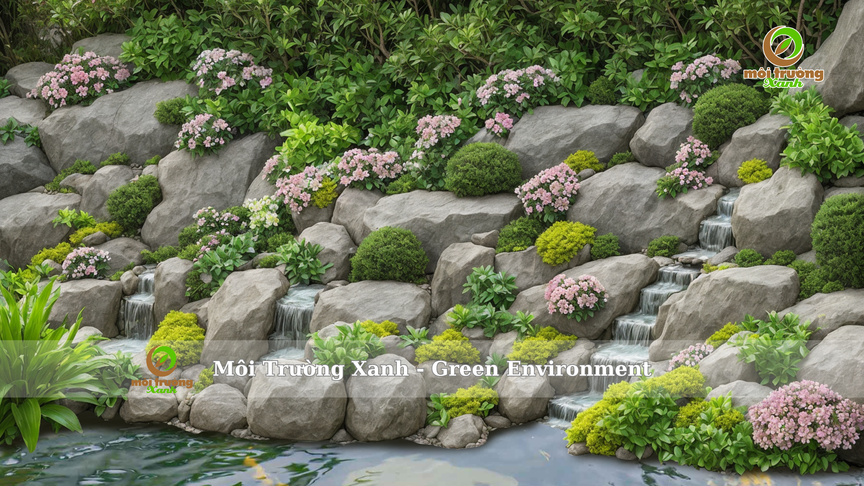 THÁC NƯỚC NHÂN TẠO KẾT HỢP HỒ CÁ KOI - môi trường xanh