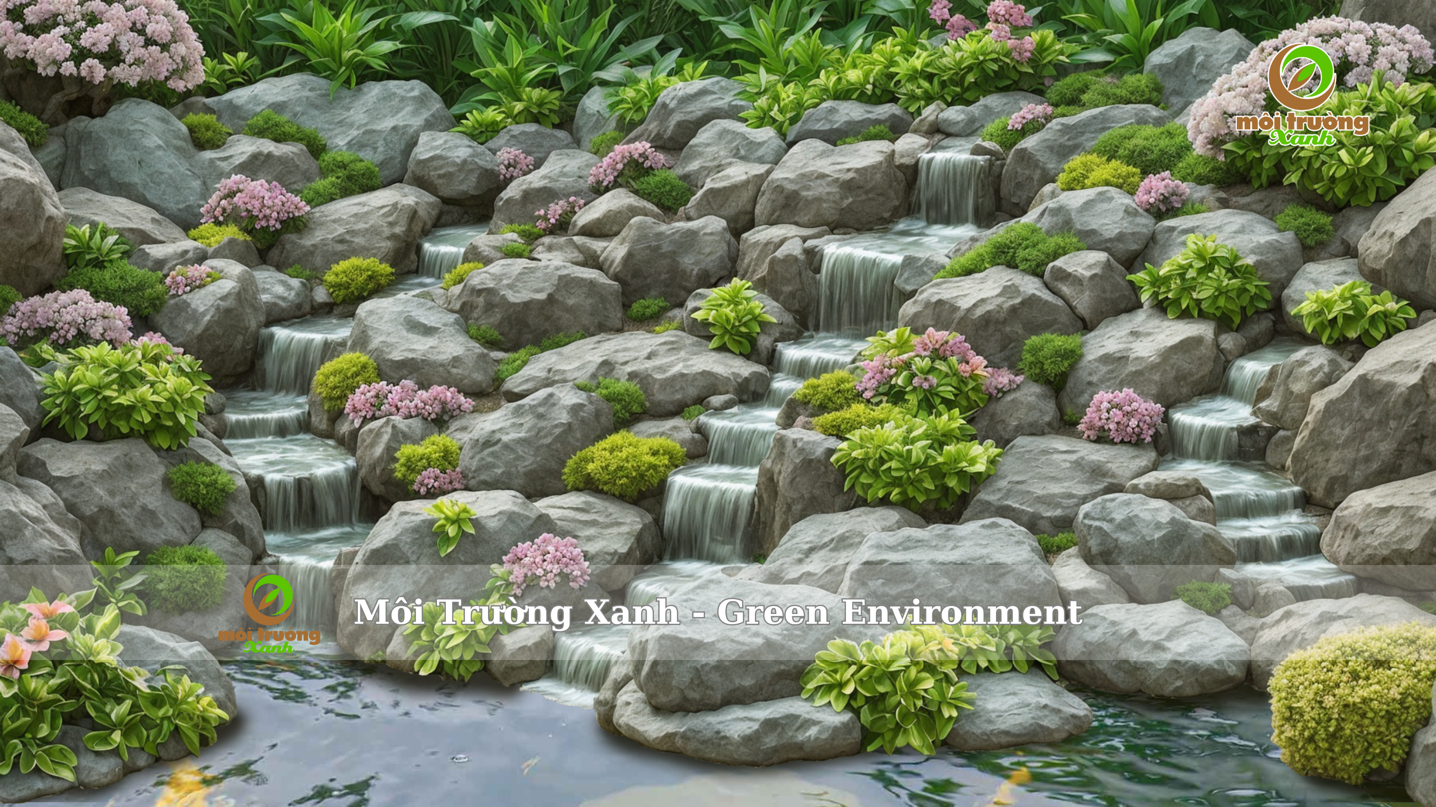 THÁC NƯỚC NHÂN TẠO KẾT HỢP HỒ CÁ KOI - môi trường xanh