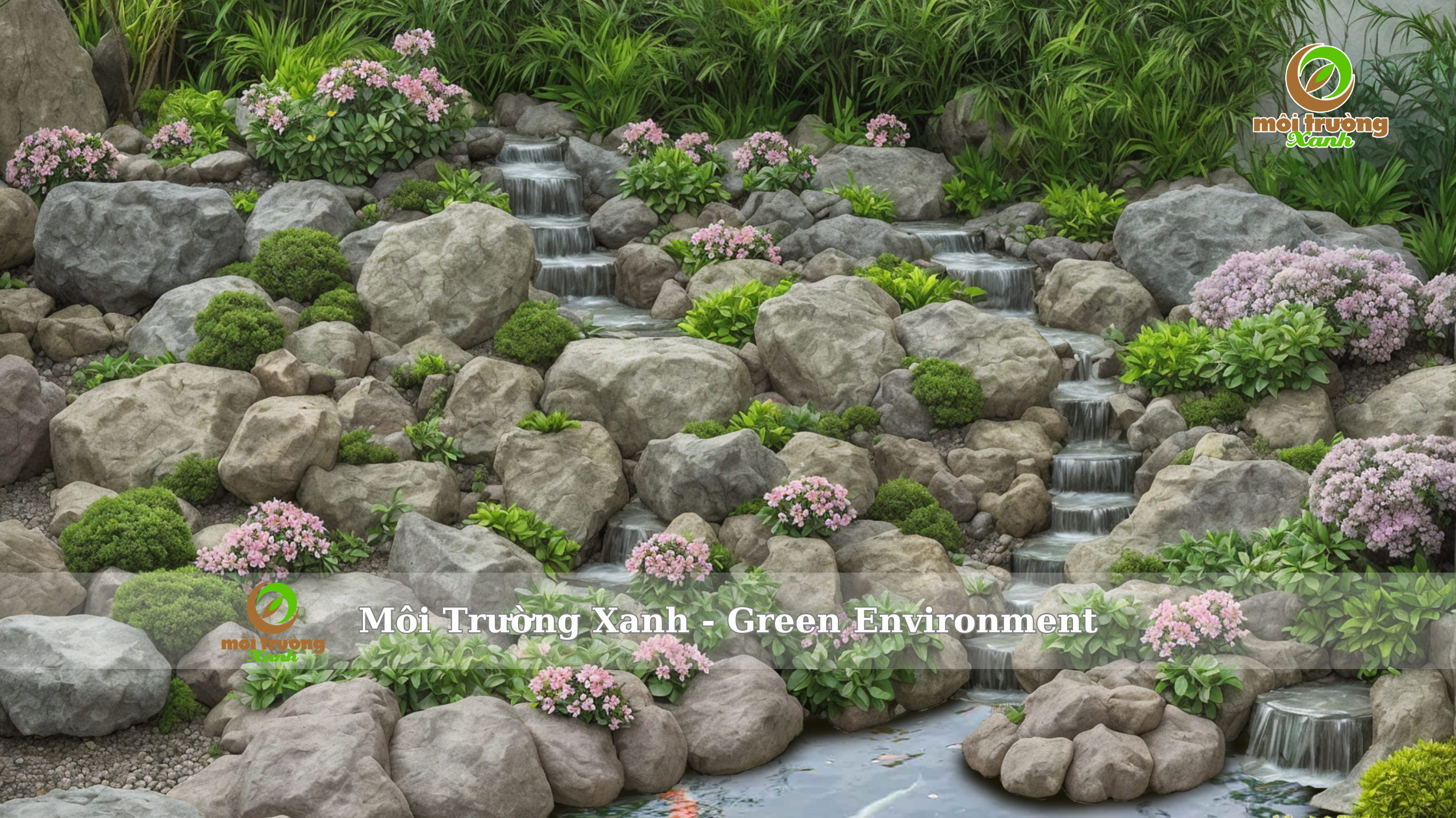 THÁC NƯỚC KẾT HỢP HỒ CÁ KOI - môi trường xanh