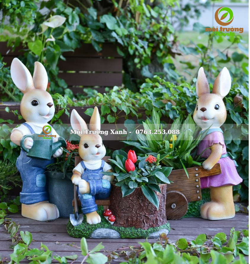 gia đình thỏ nhỏ - môi trường xanh