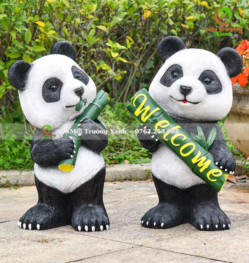 tượng gấu trúc bằng xi măng - liên hê 0763 253 088