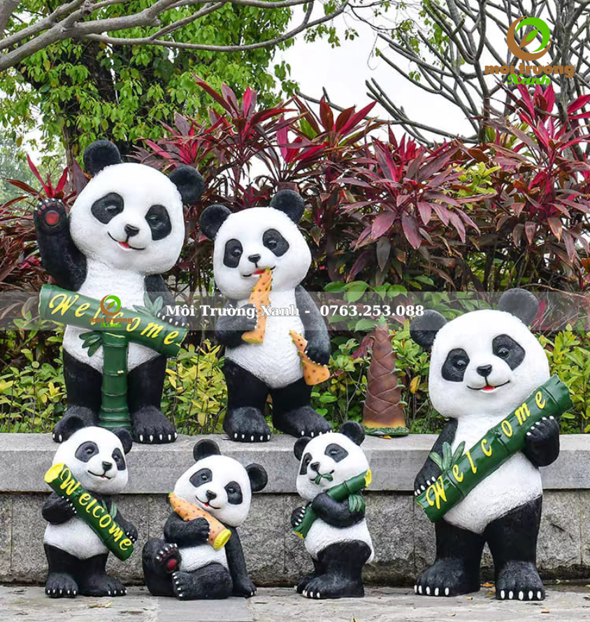 tượng gấu trúc bằng xi măng - liên hê 0763 253 088