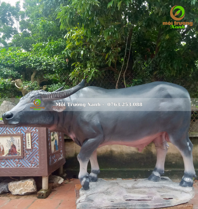 tượng trâu xi măng