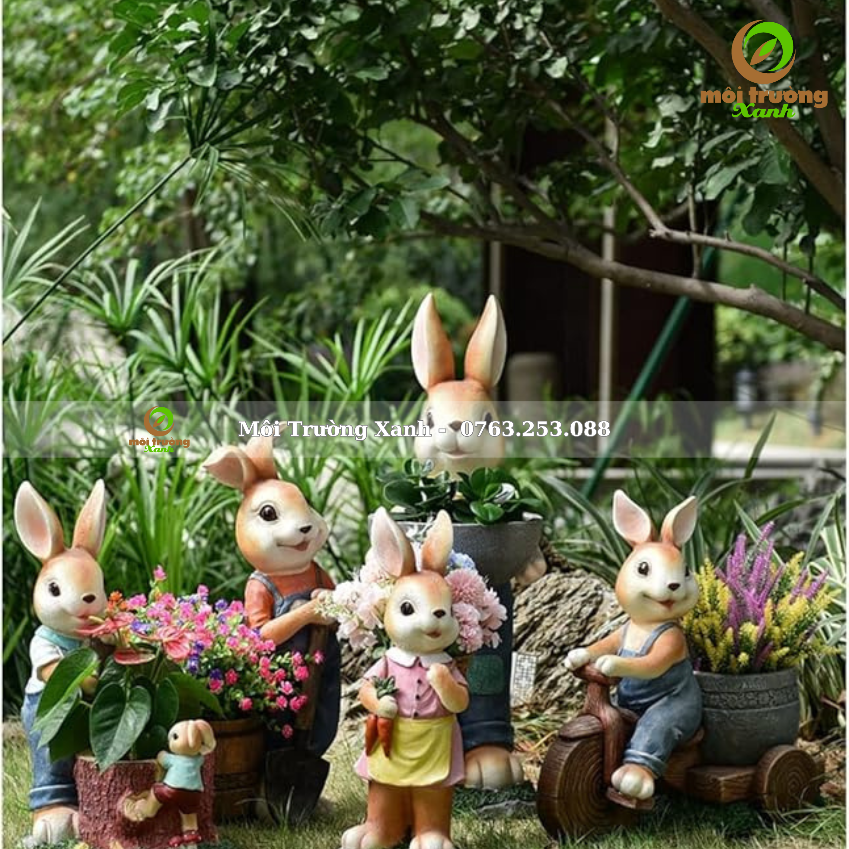 BỘ TƯỢNG THỎ SÂN VƯỜN