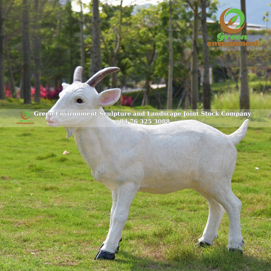 WHITE GOAT STATUE