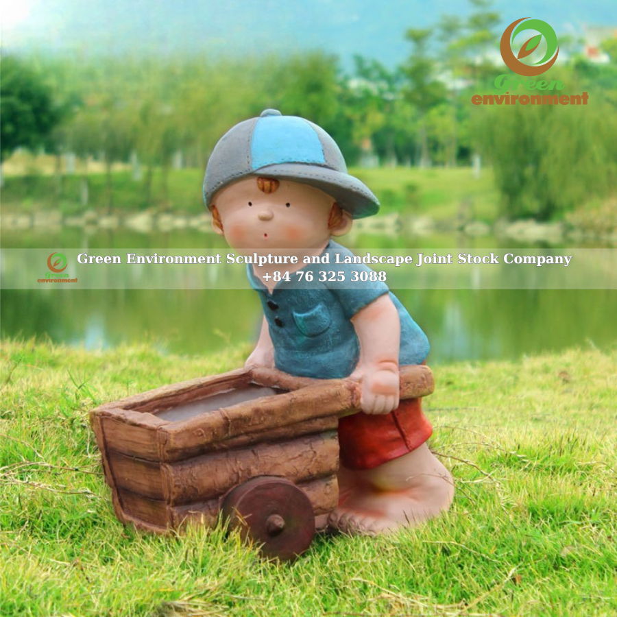 BABY PUSHING CART STATUE