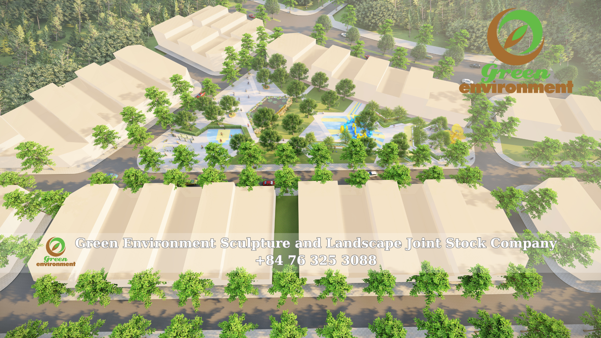 Service park landscape design to upgrade green space at Green Environment Company