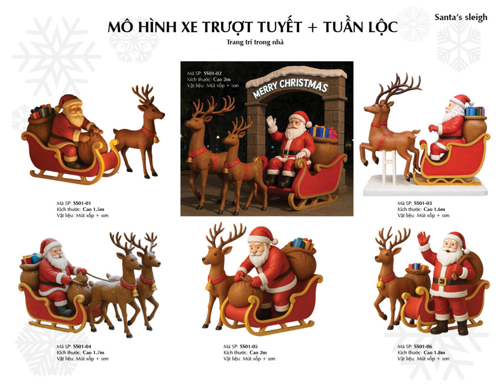 Tượng tuần lộc và xe trượt tuyết