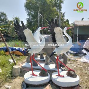 tượng hạc xi măng