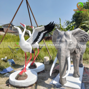 tượng hạc xi măng