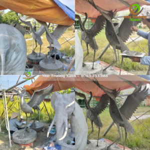 tượng hạc xi măng