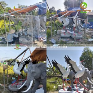 tượng hạc xi măng