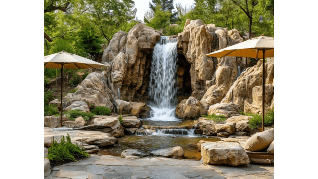 thác nước nhân tạo quán cà phê