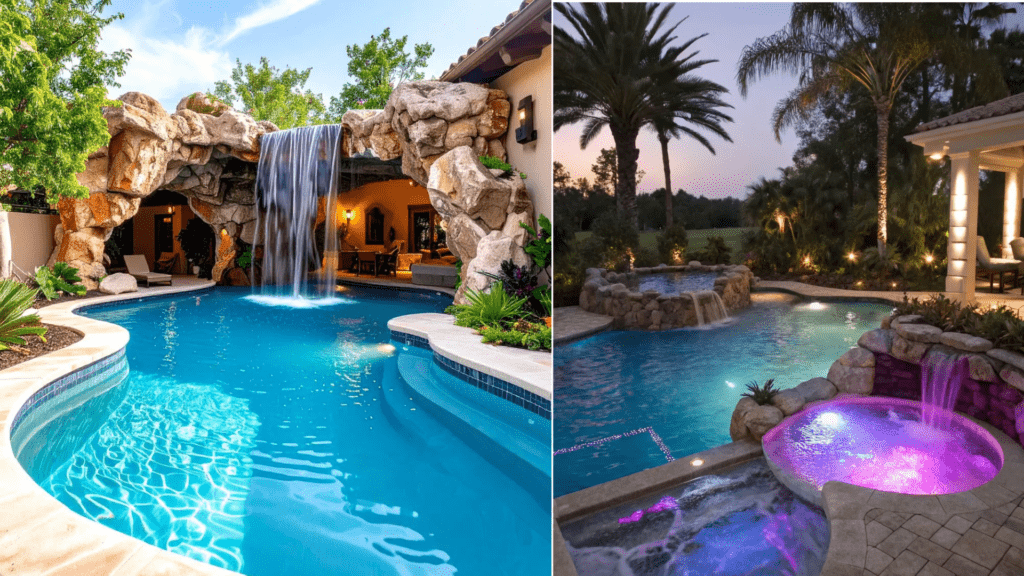 Núi thác nhân tạo kết hợp hang động