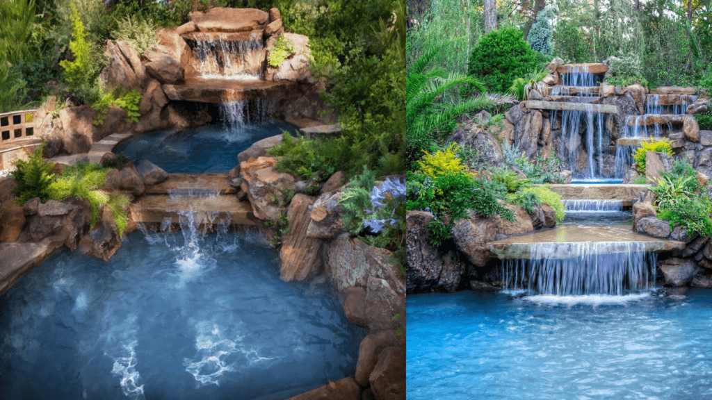 Núi thác nhân tạo cho quán cà phê và nhà hàng