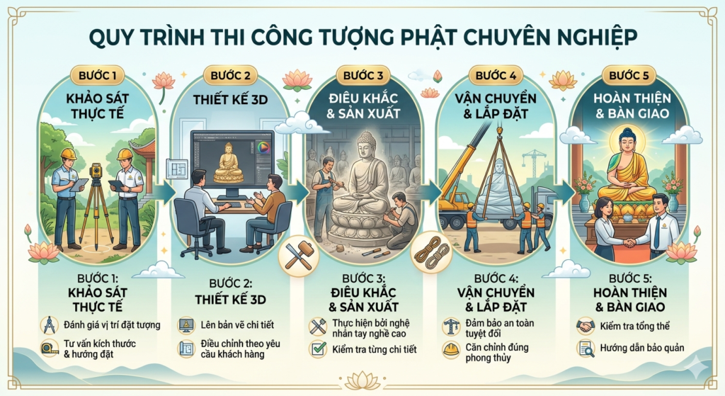 quy trình thi công tượng phật miền Bắc
