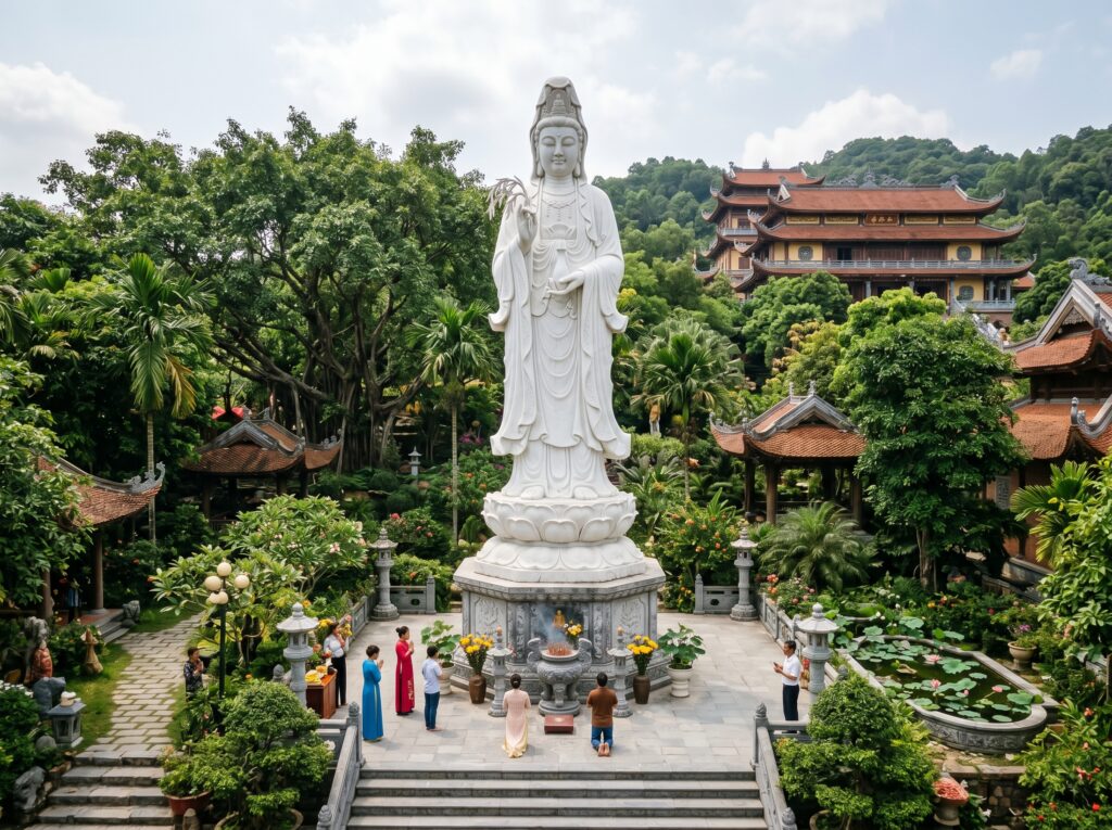 Tượng Quan Âm ngoài trời – Ý nghĩa, chất liệu và vai trò trong kiến trúc cảnh quan 3 tượng phật quan âm