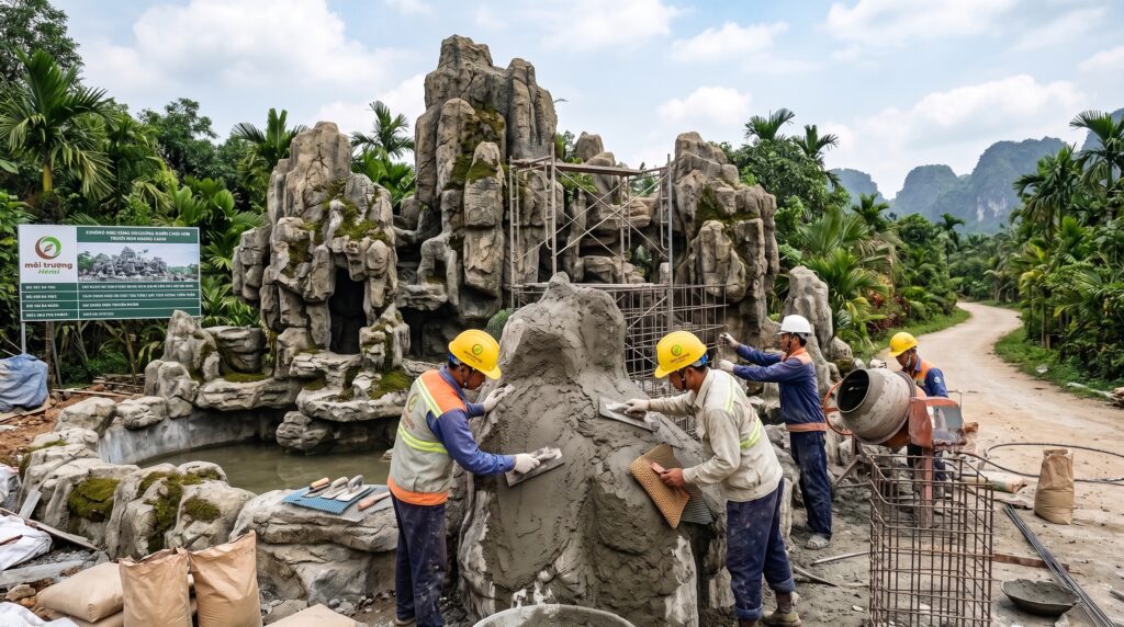 thi công thác nước nhân tạo